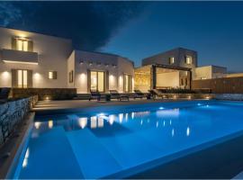 Luxury Mykonos Villa - 3 Bedrooms - Villa Estaffe - Amazing Agean Views - Wind Protected Alfresco Dining area, hotel in Kalafatis