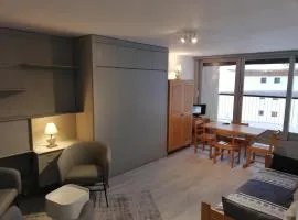 Studio skis aux pieds proche centre, balcon, parking, animaux admis - FR-1-514-33