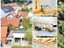 Snug Stays Design Villa mit Garten zentral aber ruhig 400m zum Ammersee、ディーセン・アム・アンマーゼーのコテージ