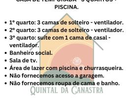 Casa com piscina - 3 quartos - Centro, hotel in São João Batista do Glória