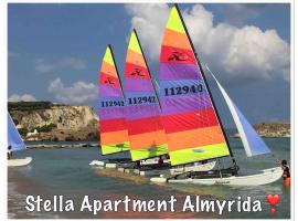 Almirida में, होटल Stella Apartment in Almyrida slechts 350m vanaf het strand, auto huren niet nodig