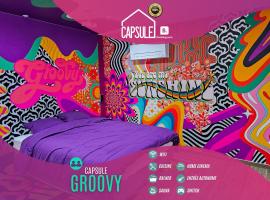 Capsule Groovy-Jacuzzi-Sauna-Billard-Netflix- Nintendo Switch & Jeux, hotel v destinaci Mons