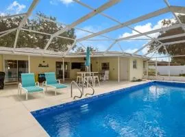 Blue Chill! Heated pool home with grill! 15 min drive to the beach!