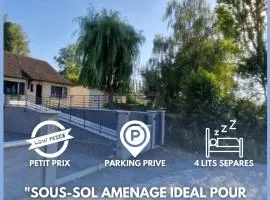 Sous-sol aménagé tout équipé avec jardin & parking