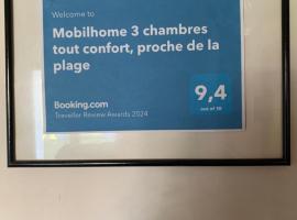 Mobilhome 3 chambres tout confort, proche de la plage، مكان تخييم في سانت-بريفين-لي-بان