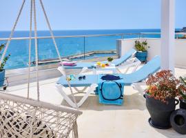 Breathtaking sea view flat for families in Crete, partmenti szállás Keratókamboszban