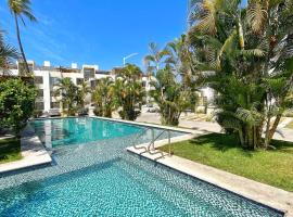 Departamento planta baja con alberca a 5 min de playa!