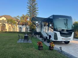 The Magic Motor Home, campsite in Parkland