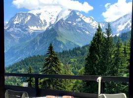 Appartement Saint Gervais les Bains piscine et vue imprenable Mont Blanc, hotel em Saint-Gervais-les-Bains