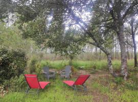 luxueux mobile home dans la forêt des landes – hotel z parkingiem w mieście Garein