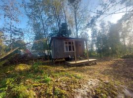 Gemütliches Tiny House Uggla im Wald am See, atostogų namelis mieste Torestorp