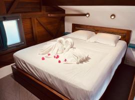 Bungalow Jacuzzi - Pieds dans l'eau, budgethotel i Trois Bassins