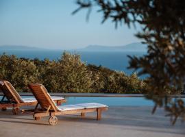 Villa Nevas (Private Stone House with Pool and Amazing Seaview), hotel em Loutsa