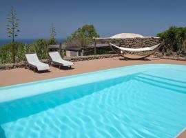 Lighted Pool, BBQ & Sea View - Historic "Dammusi", serviced apartment in Pantelleria