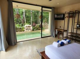 Little Oasis with private pool in the jungle: Chemuyil'de bir otel