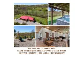 Spacious Cabin Near Hocking Hills and Caves with Hot Tub and Firepit