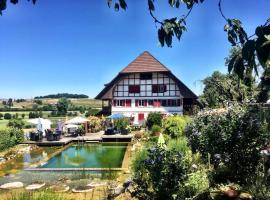 Mooshof Apartment，M&uuml;nchenbuchsee的附設泳池的飯店