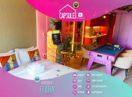 Capsule Flora business bay view Burj Khalifa-pool table-game arcade-Projector-Playstation 5