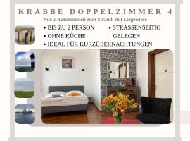 Krabbe Doppelzimmer 4, am Elbe-Weser-Radweg mit Fahrradunterstellmöglichkeit, auch für E-Bikes, ideal für Kurzaufenthalte, Smart-TV 42 Zoll, kostenfreier Parkplatz,, hotel v destinaci Wremen