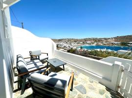 Modern Cycladic Sea View House, hotel en Ornos