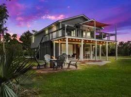 Waterfront Home Game Room Ping Pong Outdoor Bar Area