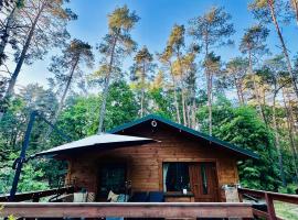 Urocza chatka w lesie nad wodą, holiday home in Skubianka