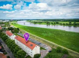 Barby-Apartment mit Elbblick und Balkon am Elbe-Saale-Radweg-1 Hund willkommen