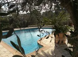 Appartement rez de jardin de villa avec piscine