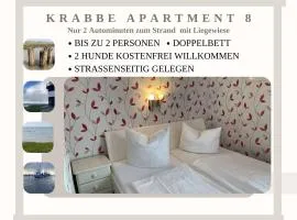 Krabbe Apartment 8 an der Nordsee, ideal für Paare, 2 Hunde willkommen, kostenfreier Parkplatz, Geschäfte und Restaurants in 2 Gehminuten erreichbar