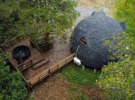 Hermoso domo para parejas, en bosque nativo + tinaja privada