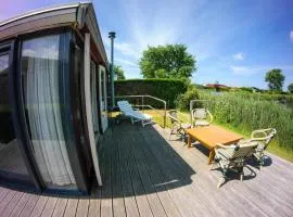 Chalet im Hafen mit Angelsteg infrarotsauna
