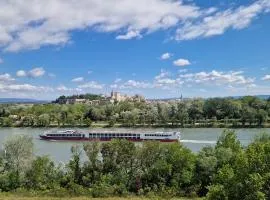 Charmante PETITE MAISON avec vue panoramique, en centre historique, proche d'Avignon, ancienne, rénovée, climatisée, terrasse, parking public gratuit