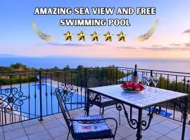 Villa con piscina vista mare