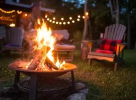 Naturhäuschen mit Kamin - Feuerschale - Garten - mit beheizbarem Gartenwhirlpool