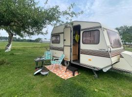 Vintage caravan in old orchard at farm Huize Blokland, tapak perkhemahan di Hem