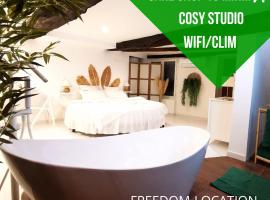 Studio &eacute;quip&eacute; avec Lit rond / baignoire ilot / Table massage Aux Arcs