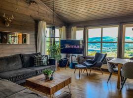 Spacious cabin with a fabulous view and a sauna, villa em Skulestadmo