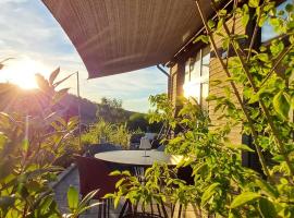 Odenwald-Lodge mit Infrarotsauna und E-Ladestation im Naturpark Odenwald "Haus Himmelblau" บ้านพักในReichelsheim