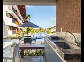Cupe Beach Living - Flat Luxo 2 suítes decorado térreo frente piscina