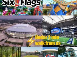 Hot Location Only 2 Min Walk To AT&T Stadium Sleeps 8 FREE Parking, hotel in Arlington