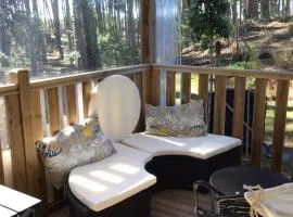 MH 557 TOUT confort 40m2 3ch dont suite parentale 2 salles de bain avec vue sur forêt dans camping 4 étoiles
