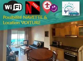 Studio moderne avec balcon vue sur piscine, à 5min de l'Aéroport Mohammed V Casablanca