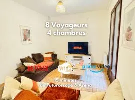 Maison paisible, 15 min du Futuroscope & Arena.