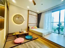 Homestay studio Haven Park Ecopark view bể bơi, phong cách Nhật