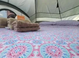 CRASH n SAVE -RENT 10FT TENT STAY AT COZY GLAMPING CASH ONLY -MI CASA TU CASA CAMPSITE w Queen Bed-Huge Shower-Shadowed FRUITS Garden - 5 Min Walk to Biobay Stations -Restaurants -Beaches -BIOLOGIST FAMILY SECURITY VACATION HELPERS