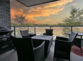 Innisfil 2BR Condo Balcony BBQ and Fire Table