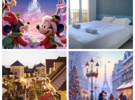 Disney, comfortable 2 bedrooms family apartment, 7 pers, wifi, NETFLIX, luxury hotel in Chessy