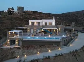 Luxurious villa with an infinity swimming pool sea and sunset view