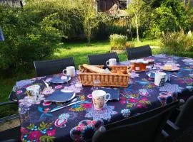 Chambre famille table d'hôte avec jardin à la campagne le nid qui danse vers Vesoul de 1 à 5 personnes