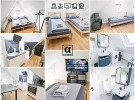 ALFA Stuttgart 3BR 5 Beds Netflix INET EBK Wasen Apartment nahe Daimler l Bathroom l Kitchen l WIFI & SmartTV l 3 Zimmer 5 Betten l Küche l Duschbad
